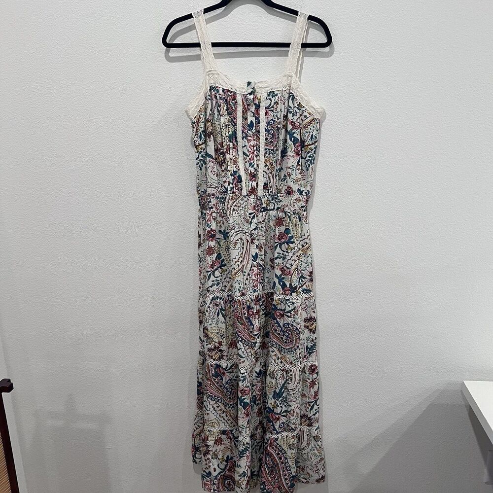 Sonmer Martina Midi Dress Ecru Large Floral Summer Party Resort Vacation Boho - Picture 2 of 9